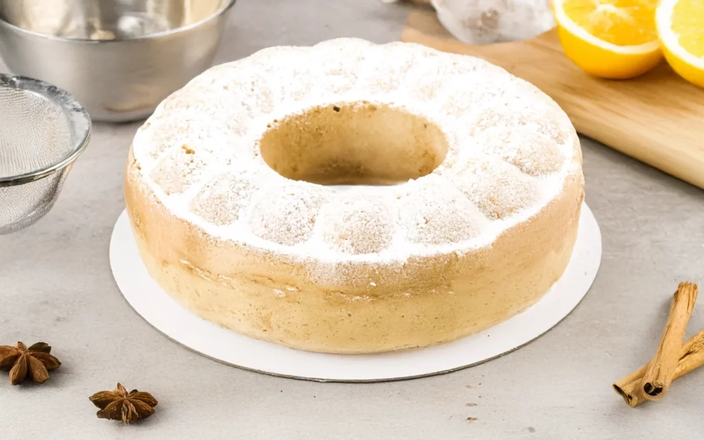 Biscuit de Savoie l&eacute;ger saupoudr&eacute; de sucre glace.