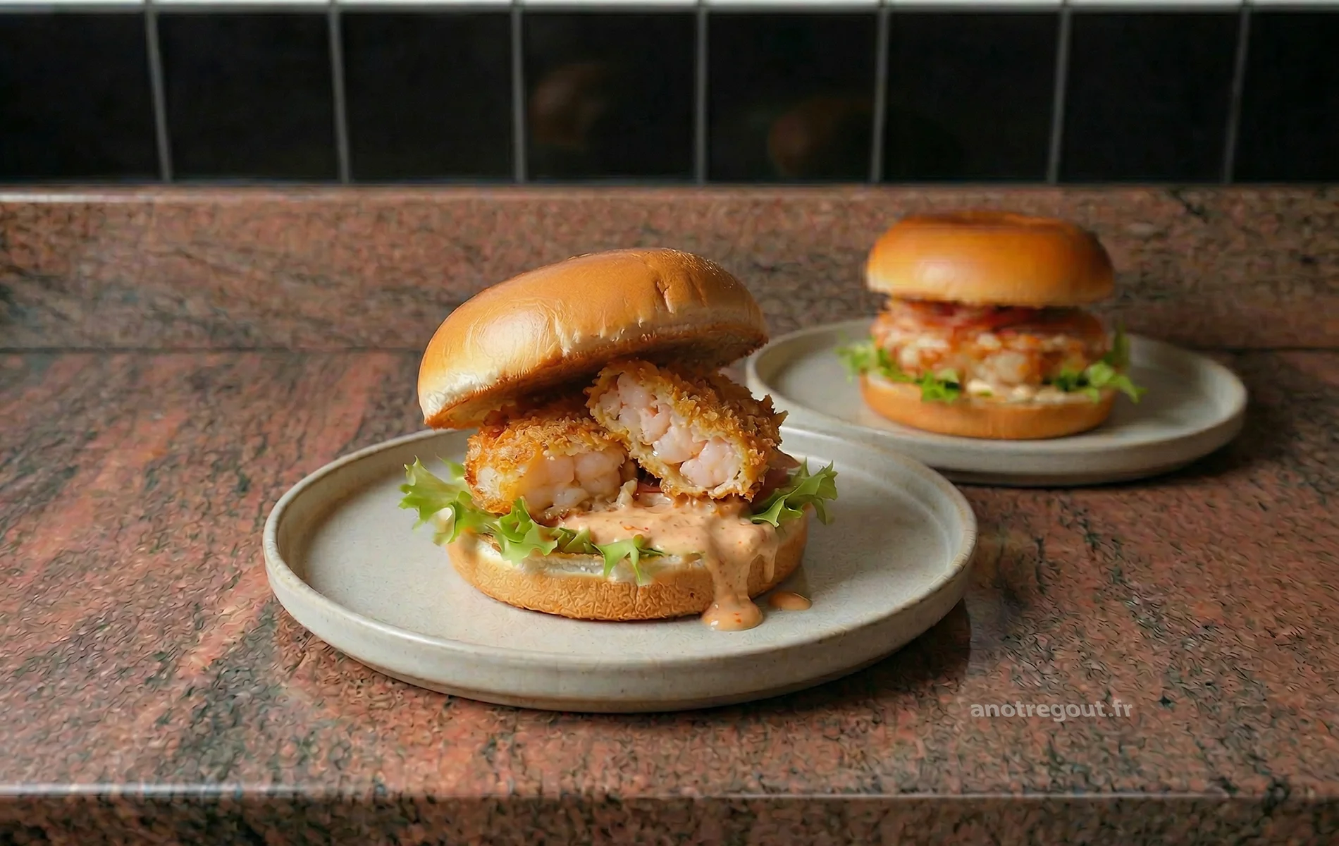 Burger à la galette de crevettes croustillant