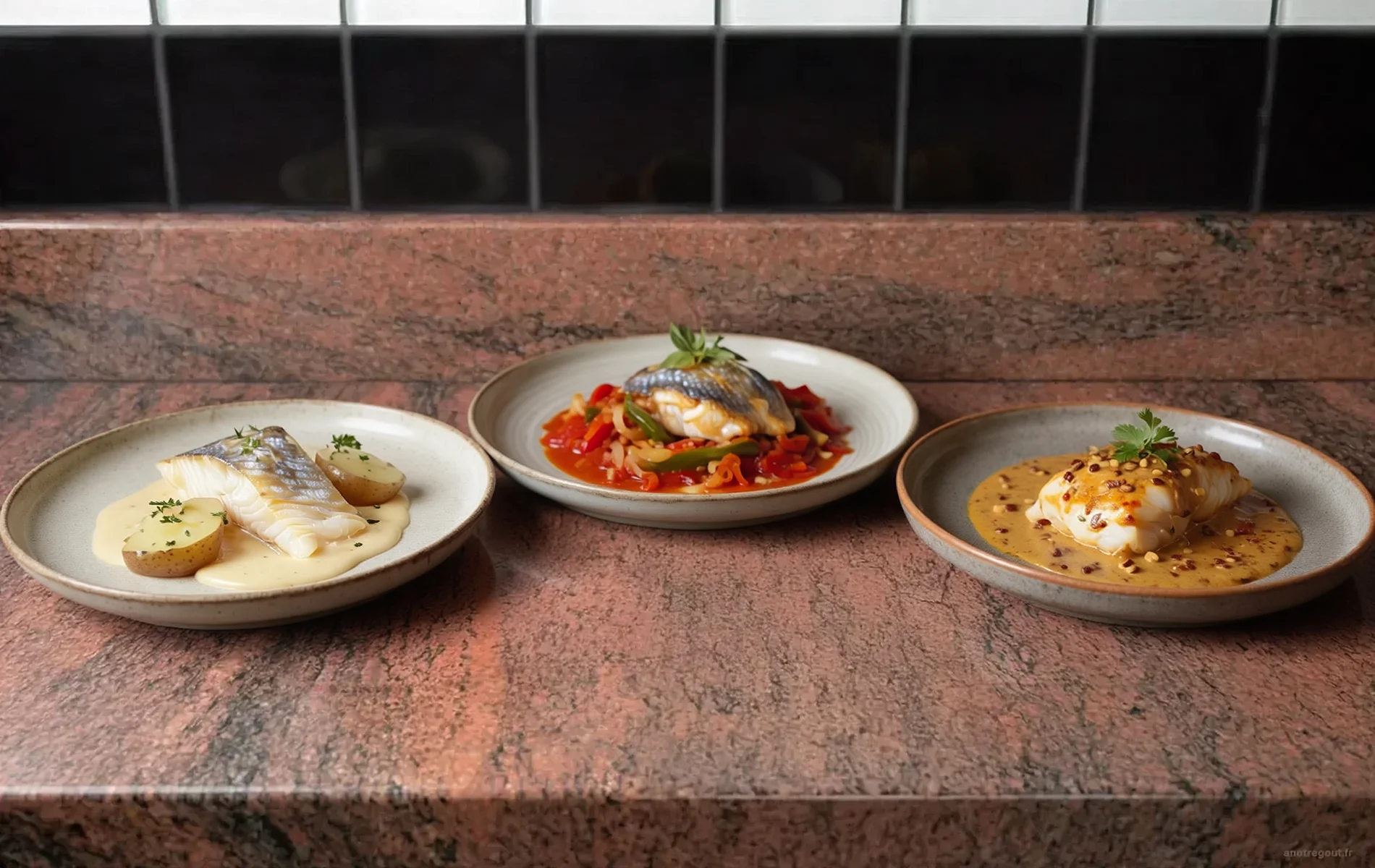 Assortiment de recettes de haddock fum&eacute; avec haddock &agrave; la cr&egrave;me, haddock &agrave; la basquaise et curry de haddock.