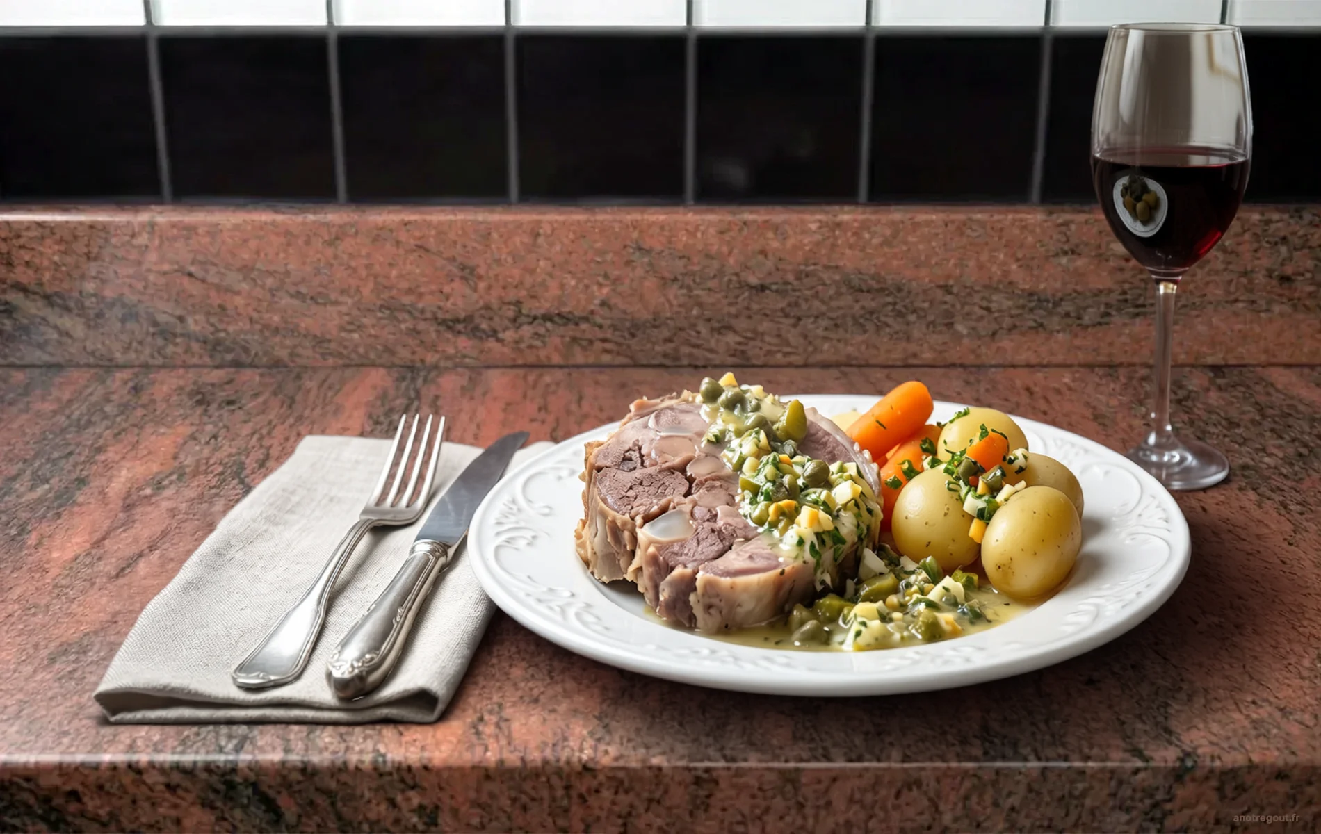 Tête de veau sauce gribiche et légumes