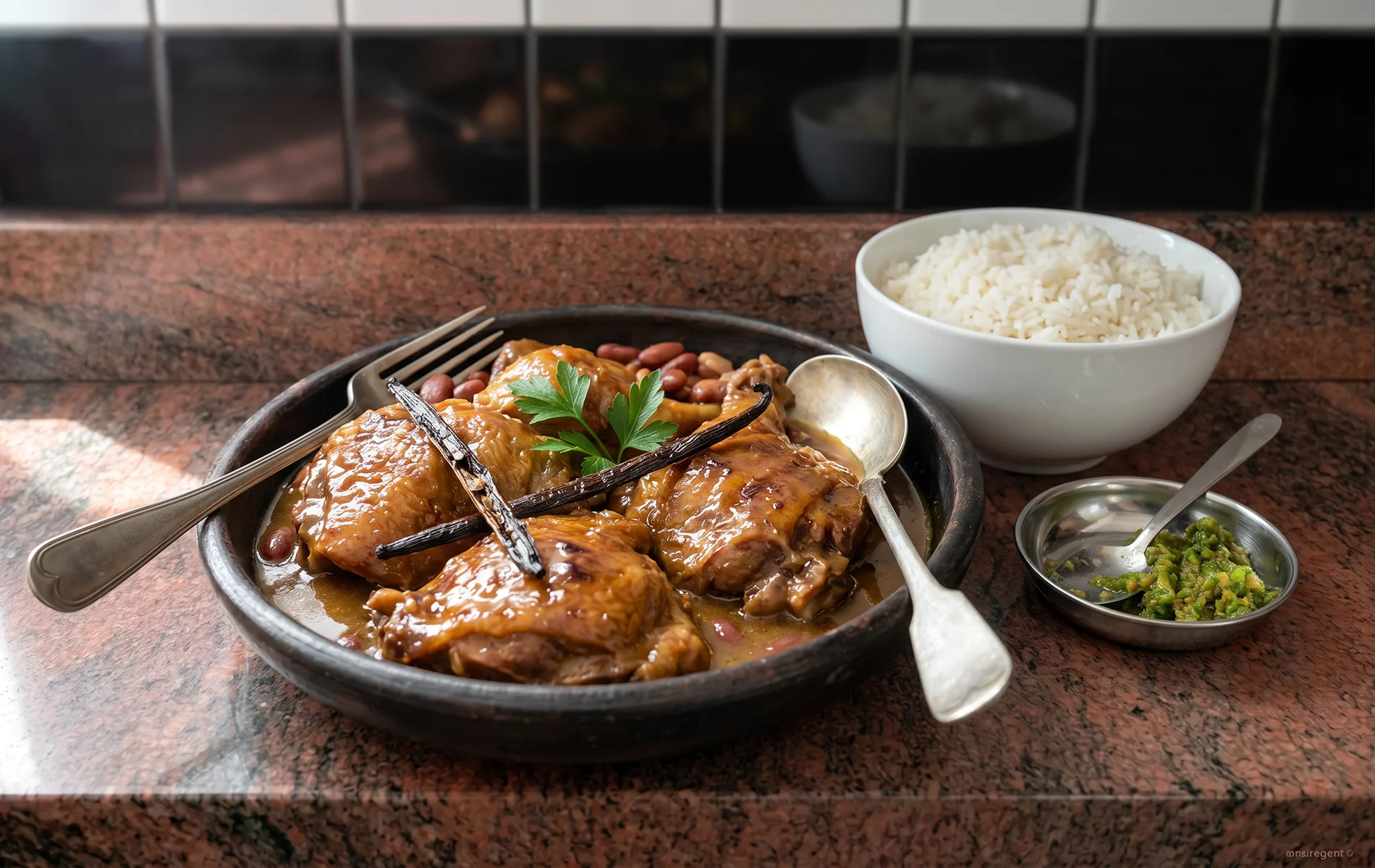 Canard &agrave; la vanille Bourbon accompagn&eacute; de riz blanc